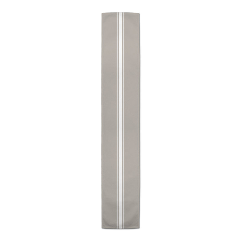Bundrage Rectangle Striped Polyester Table Runner, 72" x 16", Light Gray
