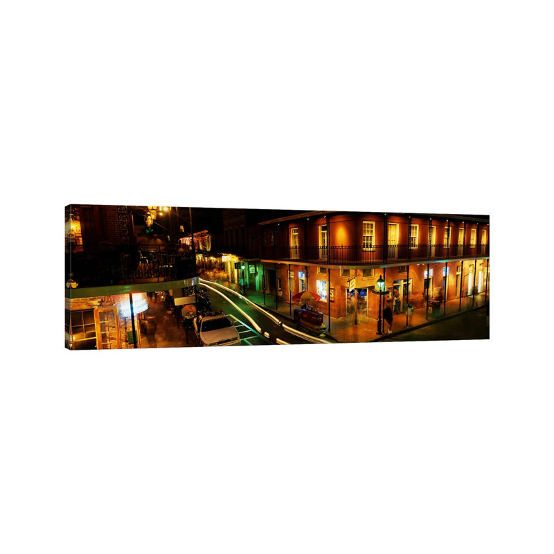 Bourbon Street New Orleans LA 1 Piece Wrapped Canvas Panoramic Wall Art, 182.88 cm H x 60.96 cm W