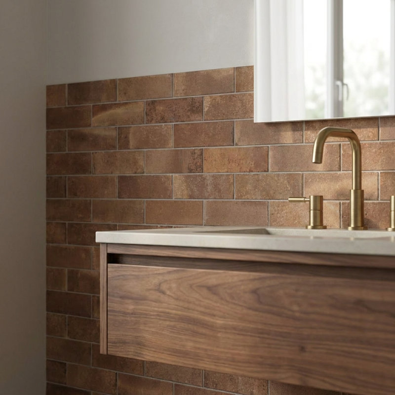 Terra Amber Matte 2.5x10 Porcelain Subway Floor & Wall Tile, Amber
