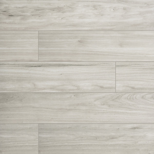 Calvera 8 in. x 48 in. Polished Porcelain Wood Look Floor and Wall Tile