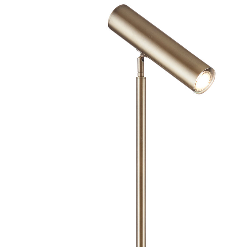 Thames Gold Task Floor Lamp with White Marble Base, Modern & Sleek