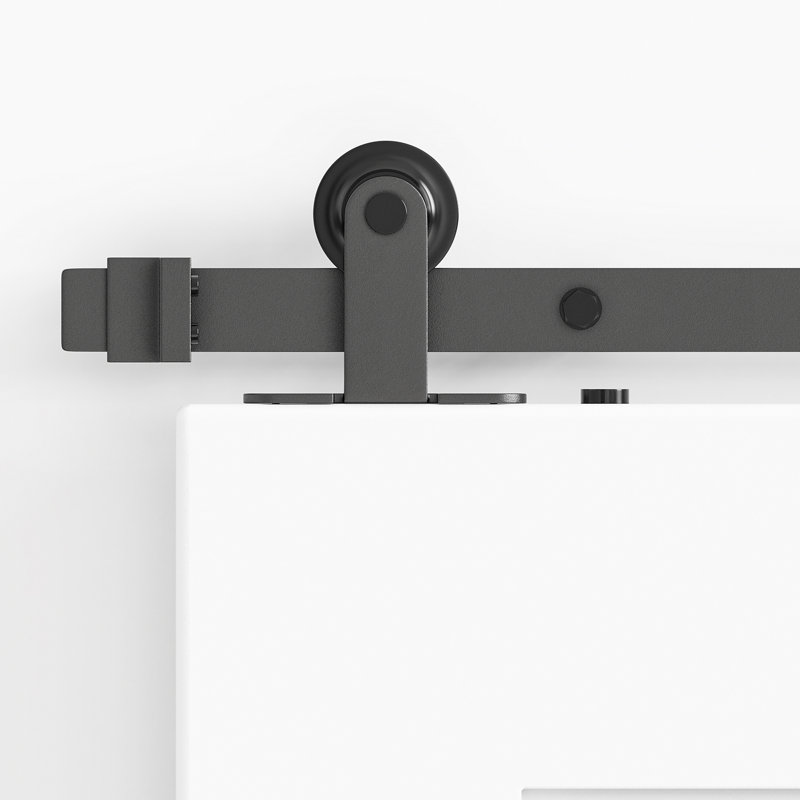 144-Inch Matte Black Top Mount Sliding Barn Door Hardware Kit