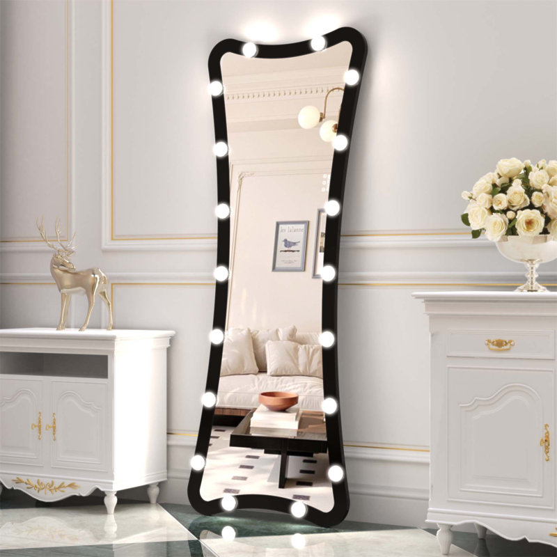 Miroir pleine grandeur Hollywood avec lumières réglables, 3 modes de couleur, contrôle tactile pour un toilettage et un habillage parfaits