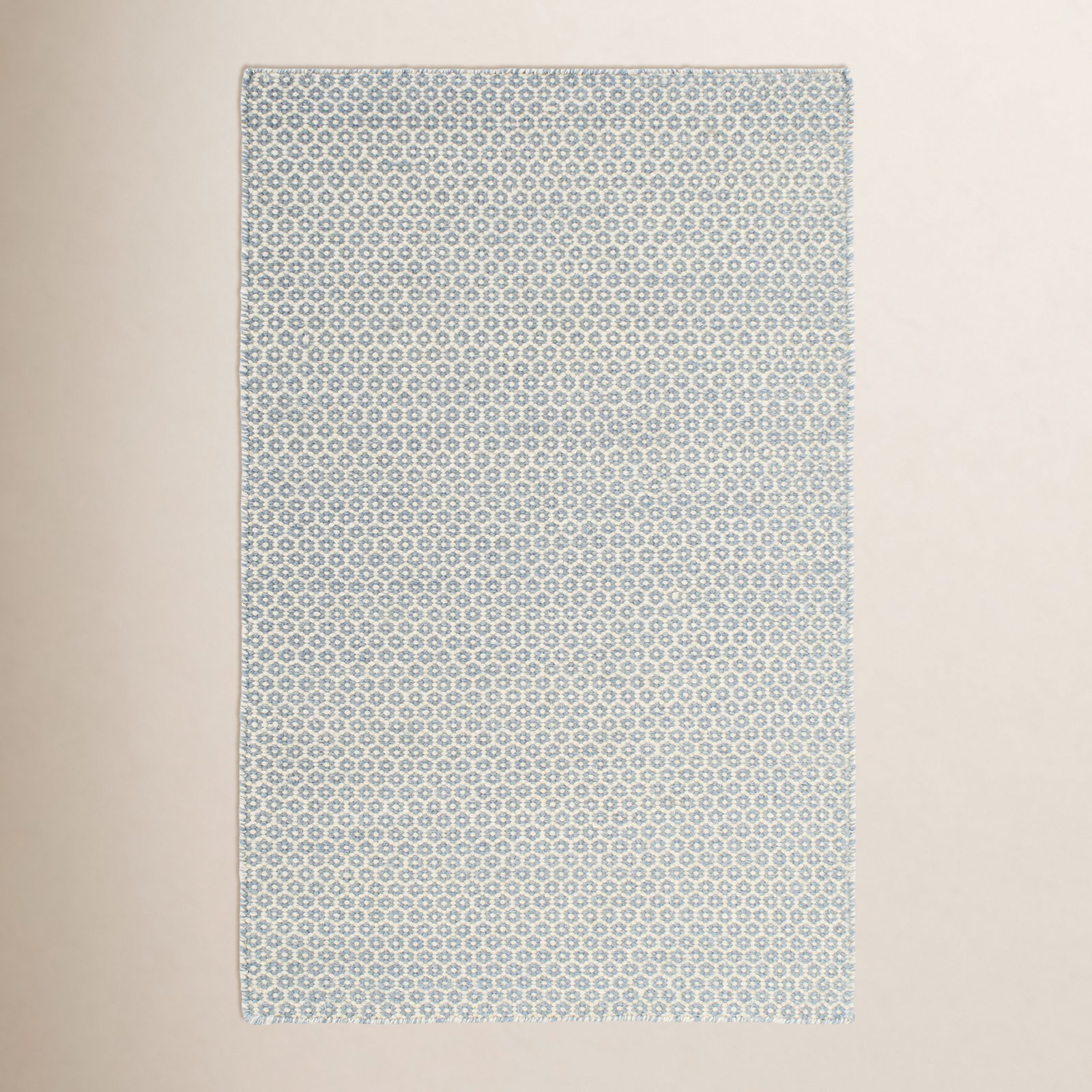 Honeycomb French Blue/Ivory Handwoven Wool Rug, Runner 2'6" x 8', French Blue/Ivory