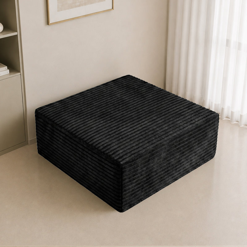 1 Seater Corduroy Sectional, Black