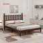 Grand lit plateforme en bois avec tête de lit en forme de gourde, lit plateforme de style rétro avec support en lattes de bois-1947533001-1947533000