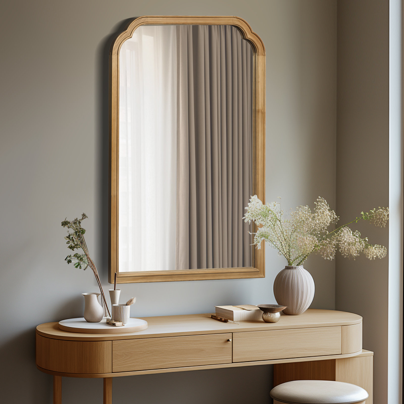 Winston Porter Ancalin Wood Accent Wall Mirror for Bathroom Bedroom Decorative Mirror & Reviews | Wayfair