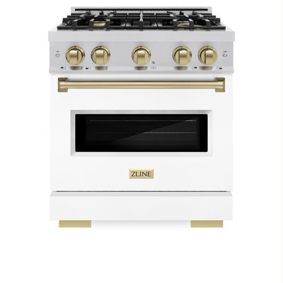 ZLINE Autograph 30" Classic Dual Fuel Range w/ White Door & Black Accents