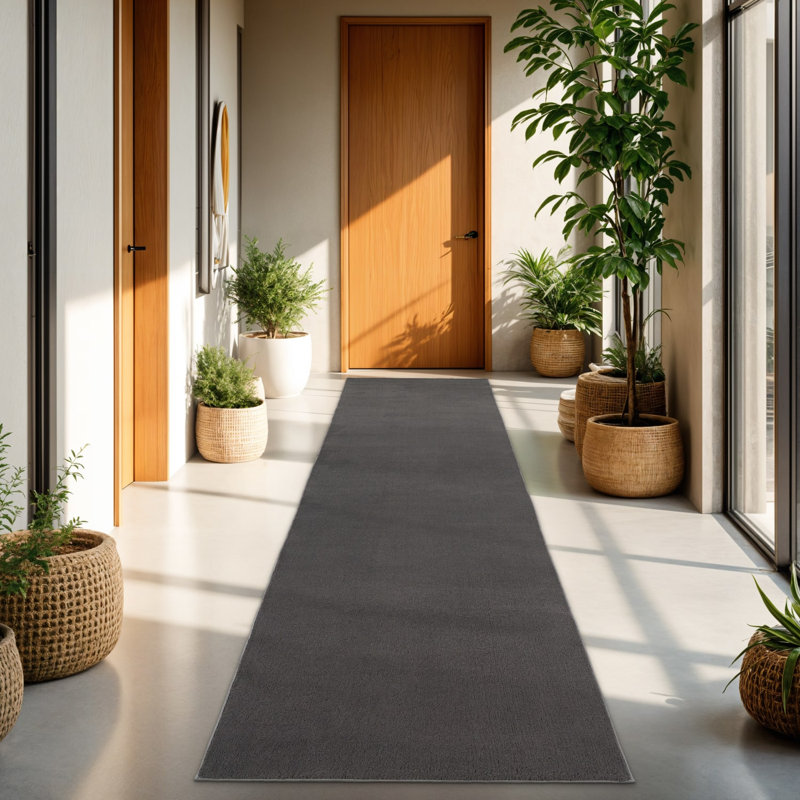 Tapis doux, doux, à poils courts, antidérapant, de couleur unie, lavable, Gris foncé, Carré 4 pi 11 po