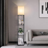 Modern Floor Lamp With Shelves, 3-Tier Corner Standing Lamp With Adjustable Colour Temperature LED Bulb, Space-Saving Design For Living Room, Bedroom, Office (Black)