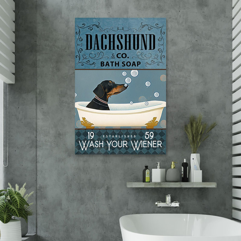 Dachshund Bath Soap - 1 pièce de savon rectangulaire pour salle de bain sur toile, H 20 po x l 16 po x P 1,25 po