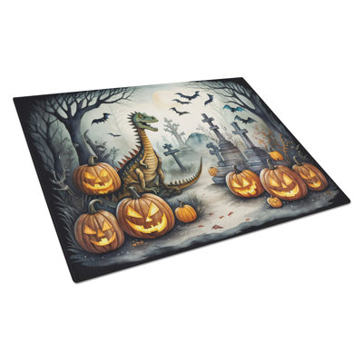 Dinosaurs Spooky Halloween Glass Cutting Board Large