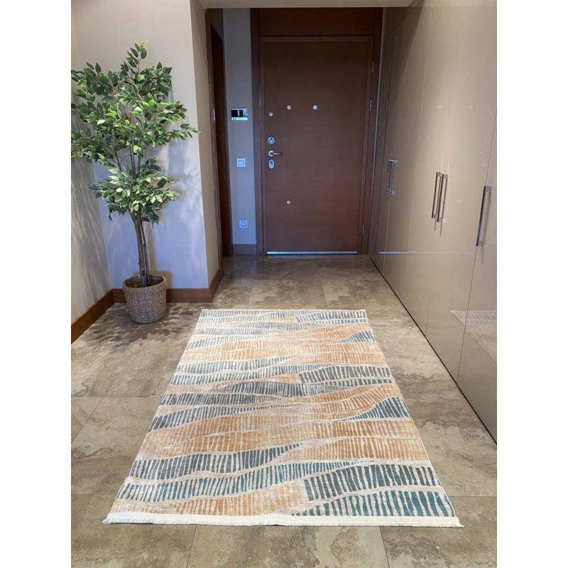 Tapis en coton Naileth avec envers antidérapant, Rectangle 5 pi 11 po x 6 pi 7 po
