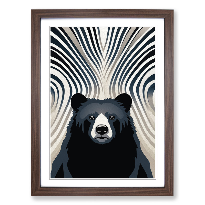 Bear Op No.3 - Single Picture Frame Print on Wood, 64cm H x 46cm W x 2cm D, Walnut Framed