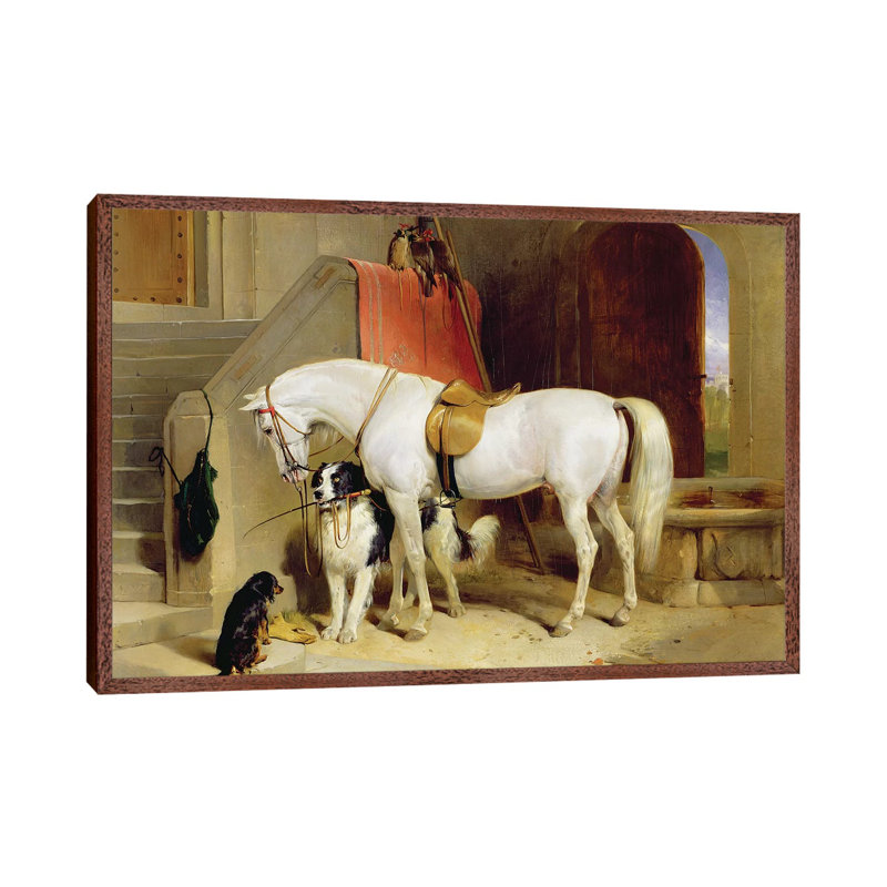 Prince George's Favourites by Sir Edwin Landseer - Painting on Canvas, Classic Brown Wood Framed
