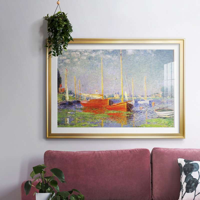 Monet, impression sur papier encadrée, Or, H 15 po x l 21 po x P 1,5 po