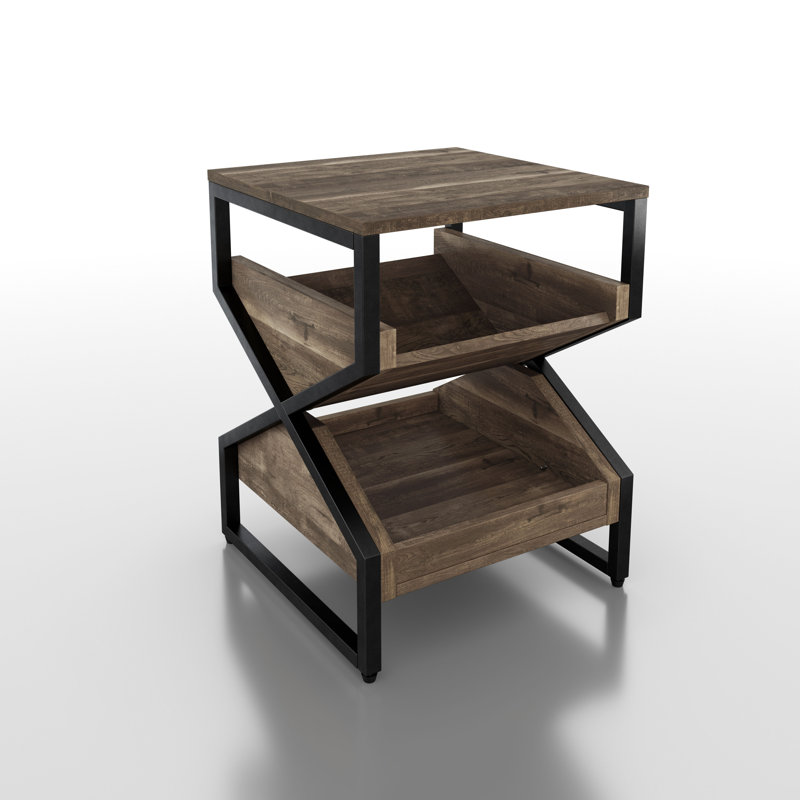 Table de bout à pieds croisés avec rangement, Brun