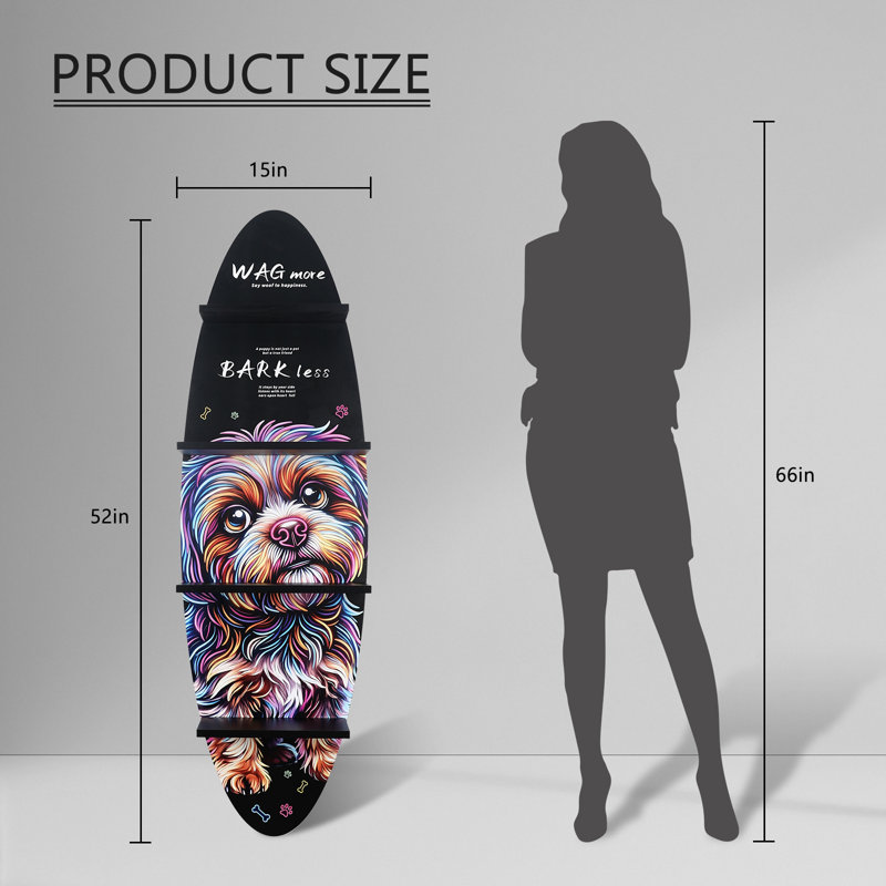 Étagère murale de surf de 52 pouces de haut avec surface imprimée
