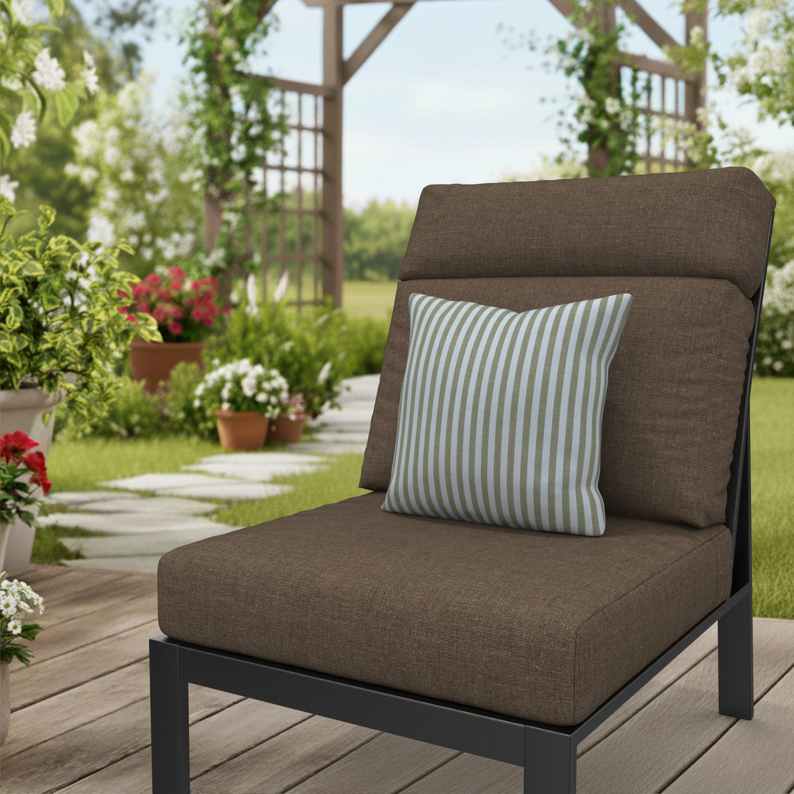 Lani Sunbrella Outdoor/Indoor Throw Pillow, Square 14", Sail Away Aloe