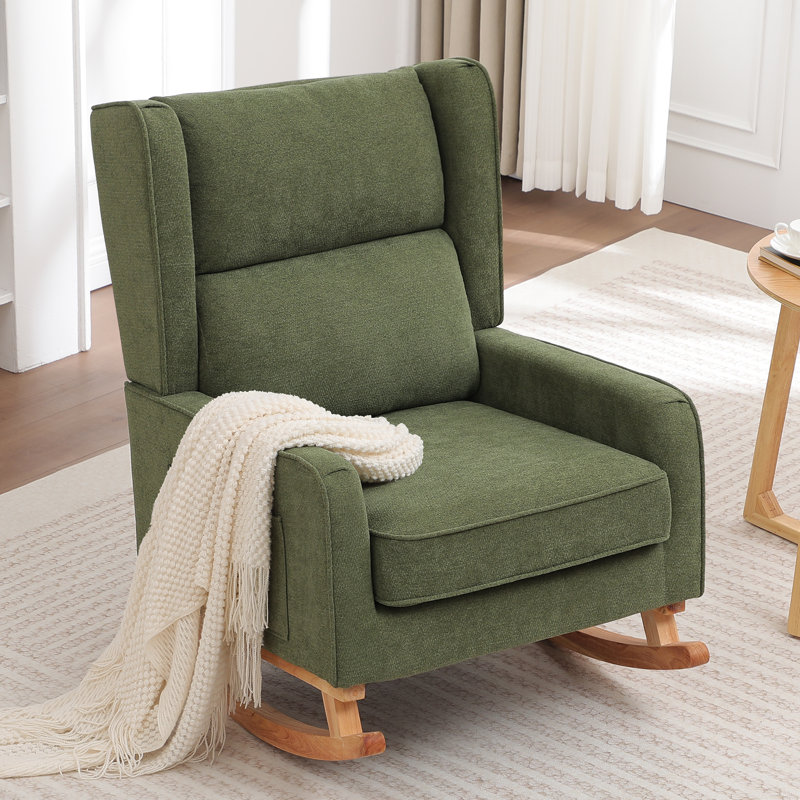 Chaise berçante en bois massif, Vert