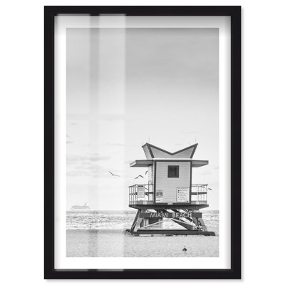Miami Beach Vintage II Shadowbox Print Miami Art Prints by Notoriart, Black Frame, 11 x 16