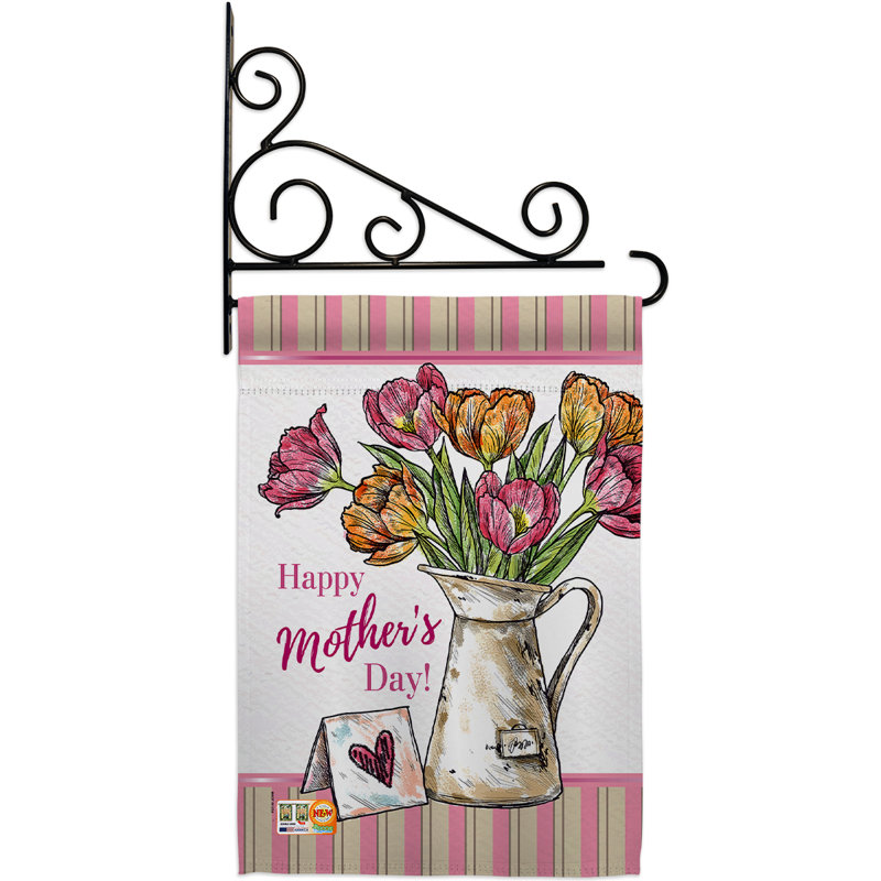 Bouquet de fleurs de 2 côtés 18,5 x 13 po mère day bouquet ensemble de drapeau