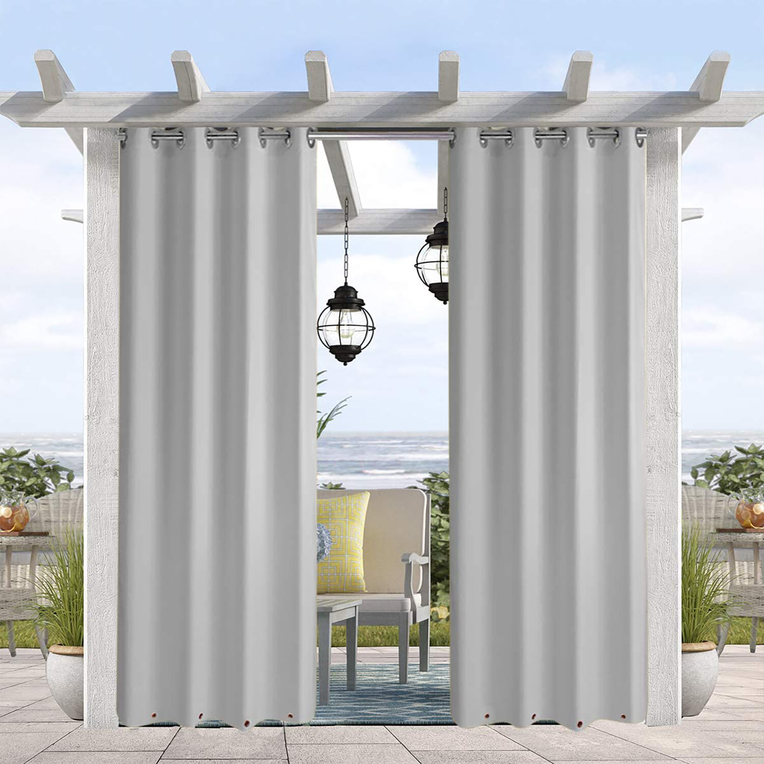 Eider & Ivory™ Armetta Solid Blackout Outdoor Grommet Single Curtain ...