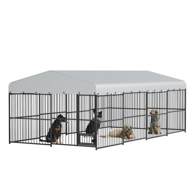 Heavy Duty Outdoor Dog Kennel with Waterproof Roof – Large Metal Run for Backyard, 6m