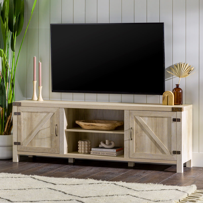 Marckson 70" 2-Barn Door TV Stand for TVs up to 80", White Oak