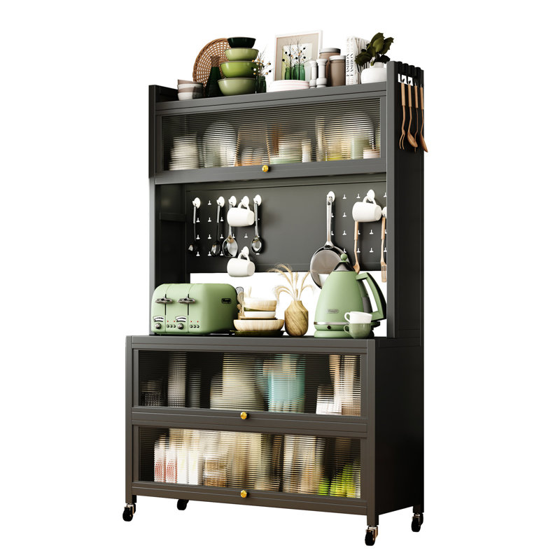 Grey Metal Storage Cabinet - 56.88 Lb Package Weight, 3.89 In. Depth, 250kg Capacity, 360° Rotation Wheels For Versatile Kitchen Cabinets Shelves With Strong And Thick Structure, Smooth Movement,