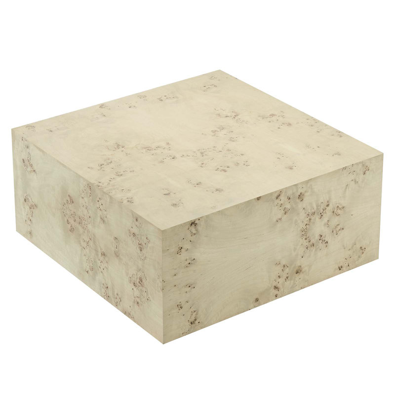 Modway Cosmos 36" Square Burl Wood Coffee Table, Bleached Burl