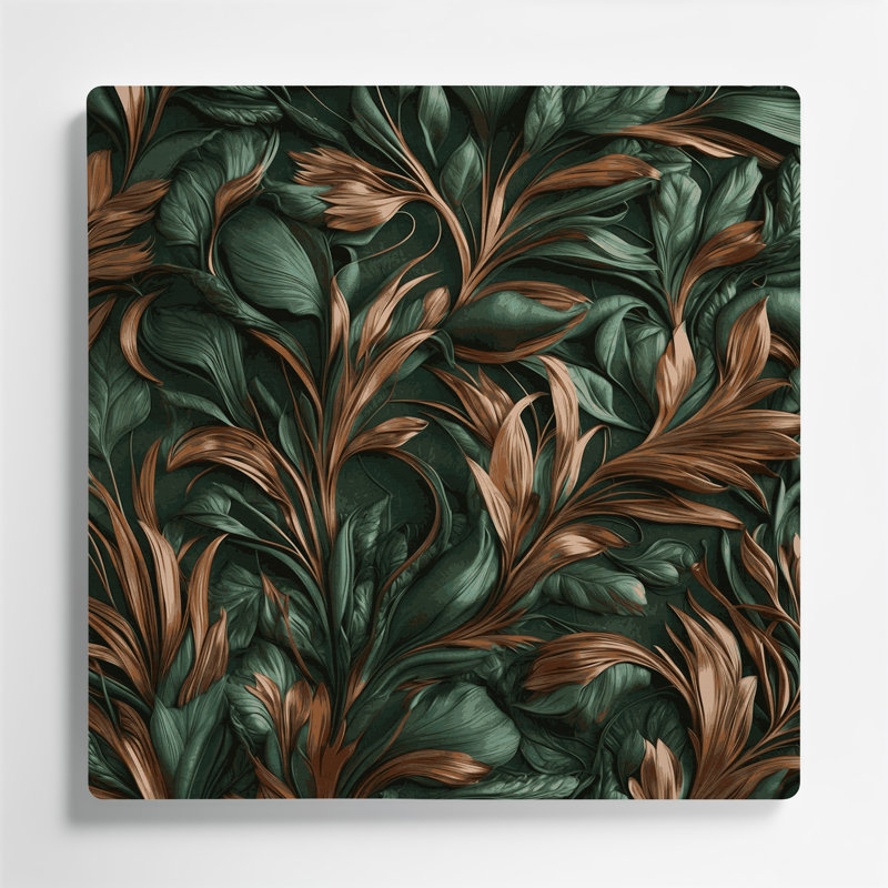 Art abstrait en métal vert 6 fleurs abstraites, H 16 po x l 16 po
