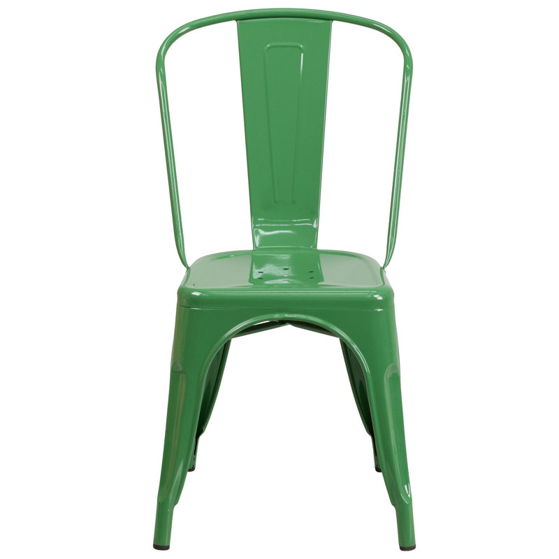 Chaise d'appoint empilable en métal Lily, Vert