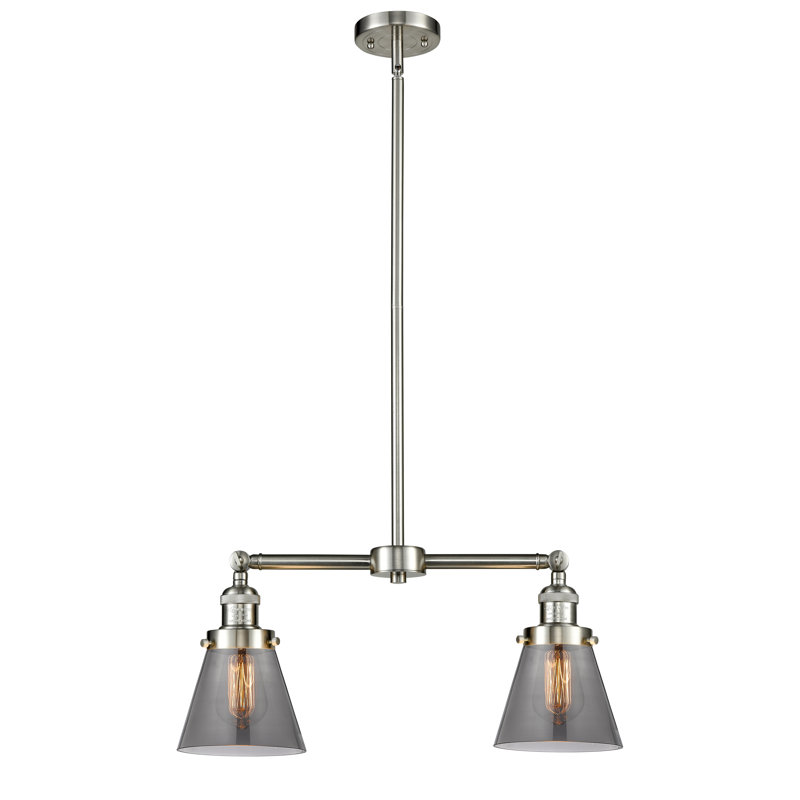 Stonecipher 2 - Light Kitchen Island Pendant, No Bulb Included, Smoked, Brushed Satin Nickel