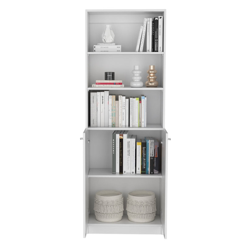Dupree 2 Piece Home Bookcase Set, With 9 Shelves, Living Room, White