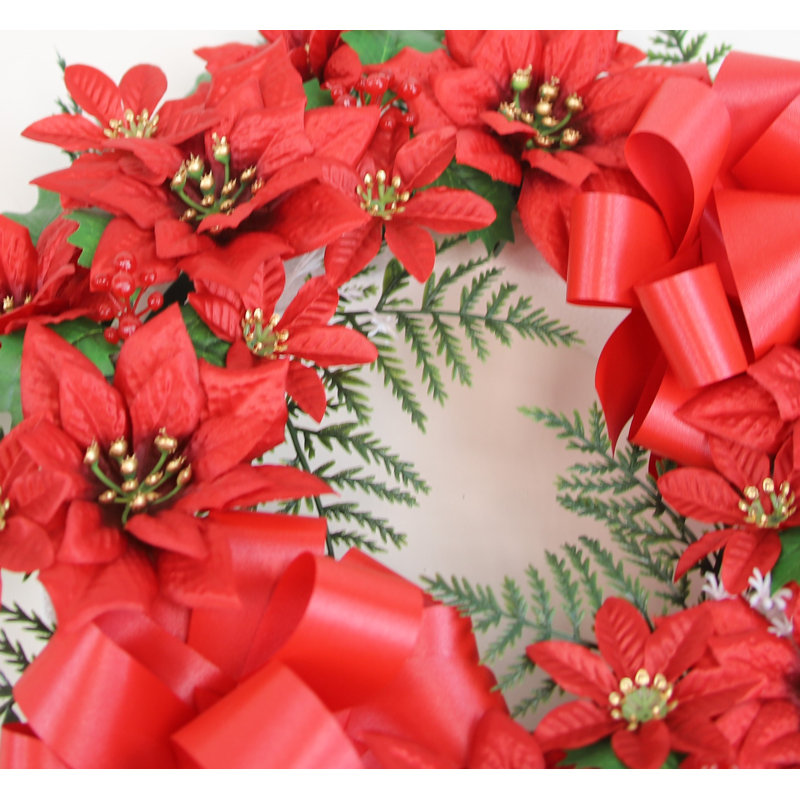 Faux Poinsettia 18'' Wreath
