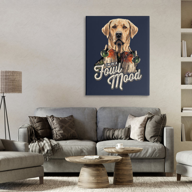 Toile «Fowl Mood Hunting Dog», conception par Jedco Brands, Inc., H 40 po x l 30 po