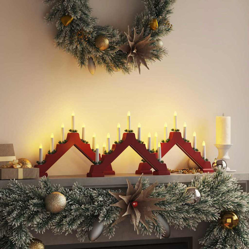 Christmas Candle Bridge 3 pcs 39.5 x 5 x 29 cm, Red