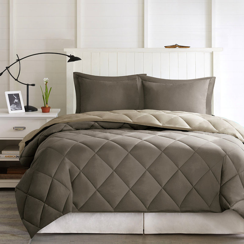 3m Reversible Comforter , Full, Even Heat Distribution, Queen Comforter + 2 Standard Shams, Brown/Sand
