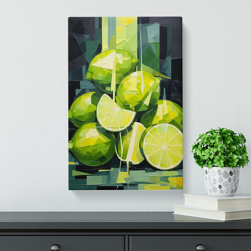 Sliced Lime Cubism - Wrapped Canvas, 76cm H x 50cm W x 3cm D