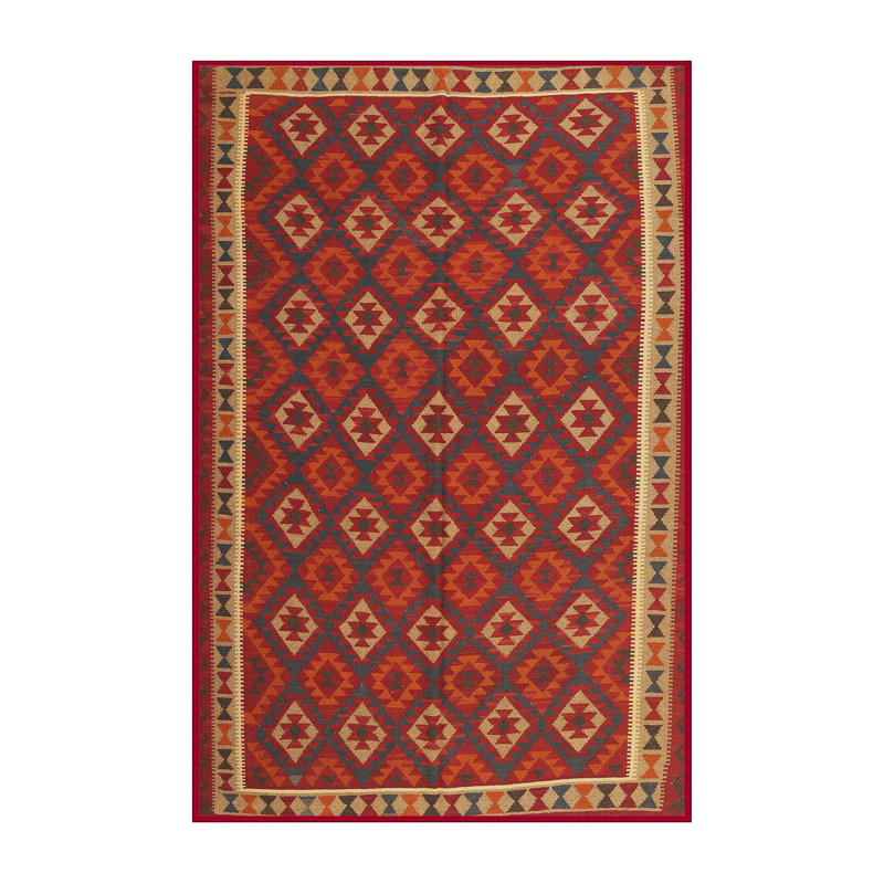 Tapis de zone rouge/brun contemporain, Rectangle 5 pi x 7 pi