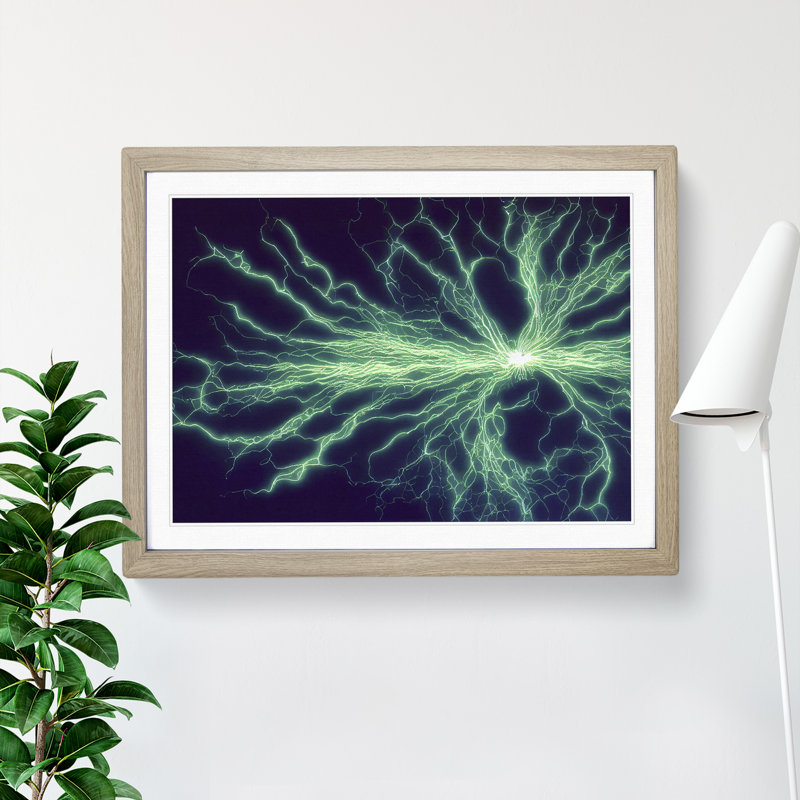 XH1022-3009X Electricity Art Vol.3 - Single Picture Frame Print, 34cm H x 46cm W x 2cm D, Oak
