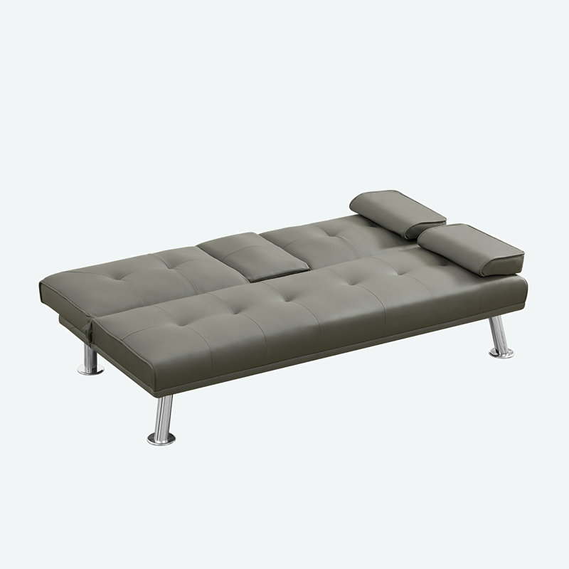 Canapé-lit 65,75 po Jadarrious, Similicuir gris