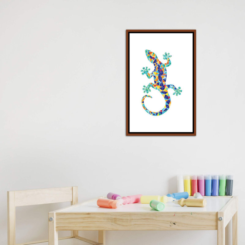 Gaudi Mosaic Dragon - impression d'art graphique, H 26 po x l 18 po x 1,5 po, Toile avec cadre en bois classique