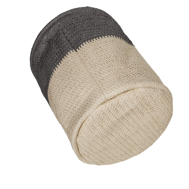 Gray and Natural Woven Collapsible Laundry Basket Set for Kids