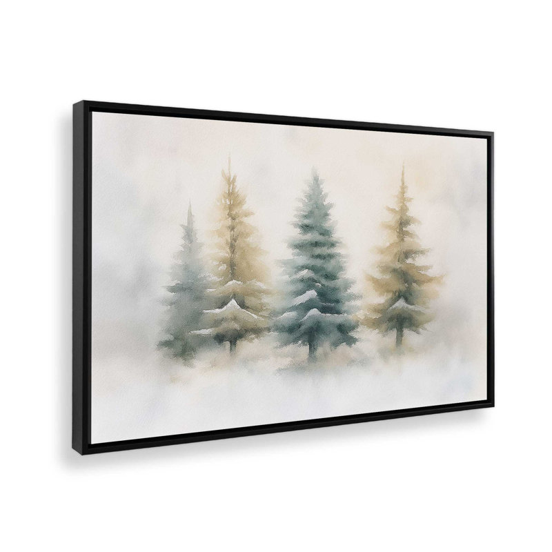«Snowlit Pines», reproduction d'art sur toile, H 8,75 po x l 12,75 po, Noir satiné
