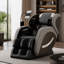 Fauteuil de massage inclinable de 28,53 po de largeur, finition noire, système de pression d'air complet en similicuir-380836962