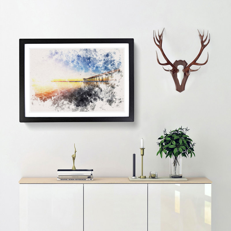 Pier in San Diego - Framed Print, 24cm H x 33cm W x 2cm D, Black Framed