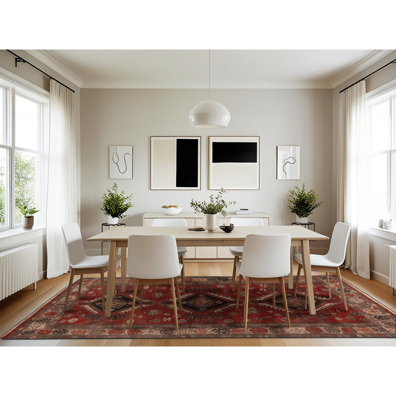 Machine Washable Turkish Brown Area Rug, Rectangulaire 7 pi x 10 pi