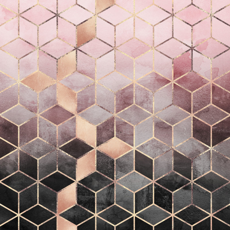 " Pink Grey Gradient Cubes 2 " by Elisabeth Fredriksson, 12" W x 12" H